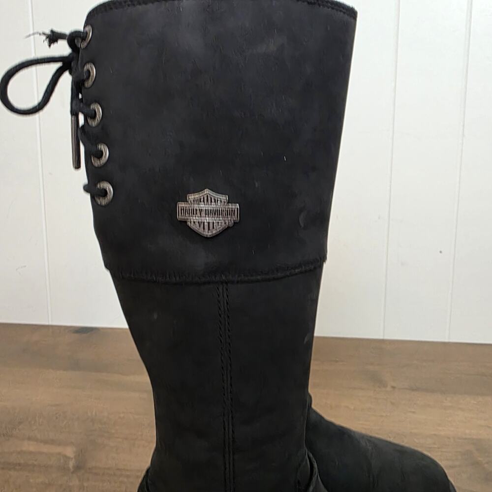 Harley-Davidson Womens 5.5 M Leather Kirtland Ride Black Motorcycle Boots D87155 - Picture 2 of 15
